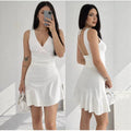 Womens V-neck Slim-fit Elegant Dress – Premium 0 | RICALOUX