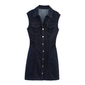 Women's Versatile Classic Denim Mini Dress by Ricaloux