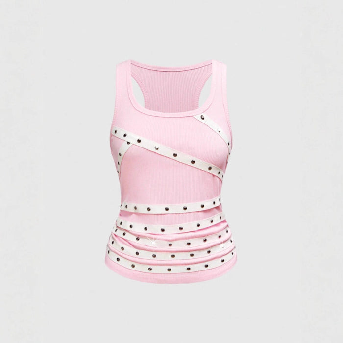 Womens Versatile Top With A Round Neckline And Metal Accents by Ricaloux