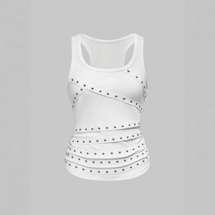 Womens Versatile Top With A Round Neckline And Metal Accents by Ricaloux
