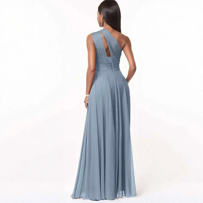 Womens Wedding One-Shoulder Chiffon Dress by Ricaloux