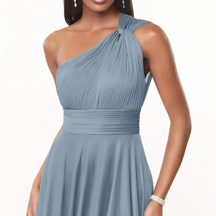 Womens Wedding One-Shoulder Chiffon Dress by Ricaloux