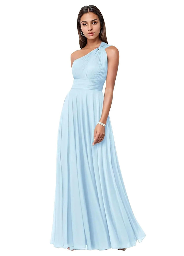 Womens Wedding One-Shoulder Chiffon Dress by Ricaloux