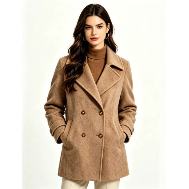 Womens Wool Coat With A Lapel And Buttons by Ricaloux