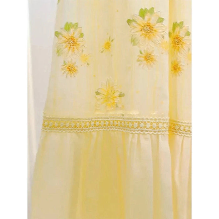 Yellow Floral-print Dress Strap-style Mood-setting Skirt – Premium 0 | RICALOUX